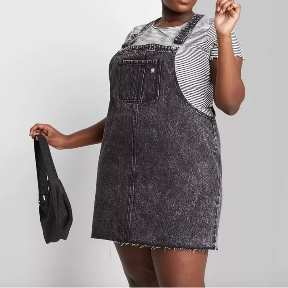 Target Women's Black Acid-Wash Denim Overall Dress